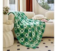 Elegant Comfort Velvet Touch Ultra Plush St Patricks Day Lucky Spring Green Clover Shamrock irlandese stampato coperta in pile 127 x 152,4 cm, quadrifoglio portafortuna