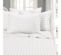 Elegant Comfort® Wrinkle & Fade Resistant 1500 Thread Count - Damask Stripes Egyptian Quality Luxurious Silky Soft 4-Piece Sheet Set, Fino a 40,6 cm Tasca Profonda, King, Bianco