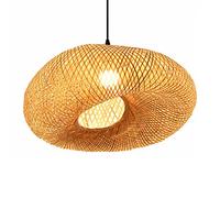 Elegant Creative Minimalist Hanging Light Bamboo Material Teahouse Pendant Lights Handwoven Primary Color Chandelier Wicker Bird's Nest Ceiling Lighting Fixture for Kitchen, Bedroom,