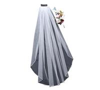 Elegant Crystal & Pearl Edge Wedding Veil for Brides - Soft Tulle One-Tier Bridal Accessory with Metal Comb