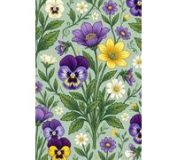 Elegant Floral Pattern Notebook - 6x9 Lined Journal: Beautiful Purple Pansies, Daisies & Buttercups Cover for Writing, Journaling and Note-Taking