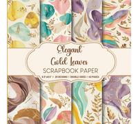 Elegant Gold Leaves Scrapbook Paper: 20 Watercolor Designs with Luxurious Accents for DIY Creative Crafting Projects
