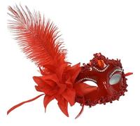 Elegant Half-Face Masquerade Mask - Venetian Princess Feather Mask For Balls & Performances(Red)