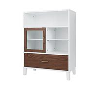 Elegant Home Fashions Tyler EHF-F0010-Armadietto da Bagno, 33 x 66 x 86,8 cm, con cassetti e Ripiani a 2 Toni, Colore Marrone, Bianco/Legno Naturale, Taglia Unica