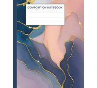 Elegant Marble Ink Notebook - 7.5 x 9.25” Luxe Abstract Art Cover: Stylish Journal with Navy, Blush & Gold Marble Design - 120 Lined Pages for Writing & Creativity