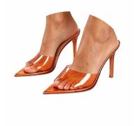 Elegant Open Toe Stiletto Sandals for Strappy Mule Heels with Sleek Narrow Heel for Evening And Party Wear (RD2, 37)