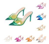 Elegant Open Toe Stiletto Sandals for Strappy Mule Heels with Sleek Narrow Heel for Evening And Party Wear (Green, 38)