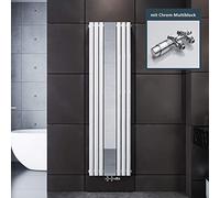 ELEGANT - Radiatore con specchio, bianco, 1800 x 500 mm, termostato multiblocco, cromato