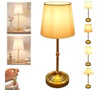 Elegant Rechargeable Touch-Control Bedside Lamp, Touch Cordless Table Lamp, Stepless Dimmable Battery Powered Lamps with Fabric Shade for Bedroom, Dinning Room, Kitchen Decor, Office(Style 4,5200mA)