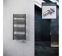 ELEGANT Scaldasalviette da bagno, colore antracite, 1000 x 500 mm, con termostato multiblocco, scaldasalviette