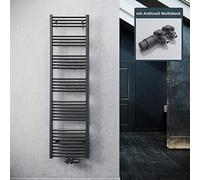 ELEGANT Scaldasalviette da bagno con attacco centrale, 1800 x 500 mm, con termostato multiblocco, colore antracite