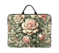 Elegant-Scrollwork-Roses - Custodia per computer portatile da 14 pollici, con chiusura a cerniera