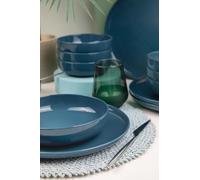 Elegant Set da Pranzo in 12 Pezzi, Porcellana Blu Scuro | 4 Piatti da Servizio (27 cm), 4 Piatti (20 cm), 4 Ciotole (15 cm) | Adatto a Microonde e Lavastoviglie, Elegante e Durevole
