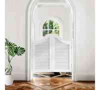 Elegant Solid Wood Swinging Cafe Doors - Durable Half Door with Auto Close Hinges for Kitchen & Bar Entrance(White,100x100cm)