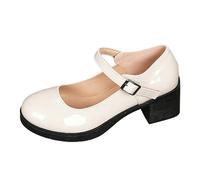 Elegant Summer Ankle Strap Round Toe Chunky Heel for Everyday Comfort And Sophistication (A-White, 38)
