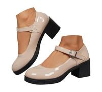 Elegant Summer Ankle Strap Round Toe Chunky Heel for Everyday Comfort And Sophistication (Beige-a, 42)