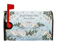 Elegant Swan - Coperture magnetiche per cassetta postale con cigni natalizi | Bacche di agrifoglio, copertura per cassetta delle lettere, fiocchi di neve, ornamenti da appendere, scena invernale dello