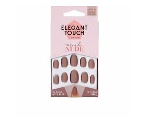 Elegant Touch Polished Colour Nails With Glue Oval Mink Nude
