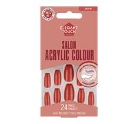 Elegant Touch Salon Acrylic Poppy Pomegranate Unghie Finte Colla Coffin 24pz