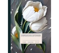 Elegant Tulips Composition Notebook | Sophisticated Floral Design College-Ruled Notebook: Stylized White Tulips on Dark Gray Background | 110 Pages | ... for Students, Artists, and Flower Lovers