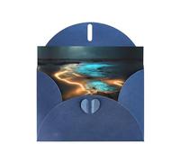 Elegant View under the moon - Biglietti vuoti stampati ad acquerello con buste e adesivi, blu