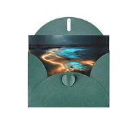 Elegant View under the moon - Set di biglietti d'auguri ad acquerello con buste e adesivi, verde scuro