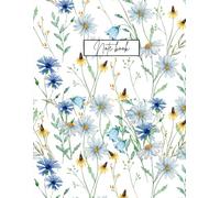 Elegant vintage floral note book for 100 pages: Beautiful blue and white daisy journey for writing