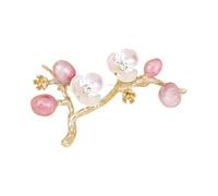Elegant Vintage Plums Flower Brooch Pin with Rhinestones Chinese Inspired Jewelry Accessory Decoration for Scarves Shimmering Floral Pin for Casual Wear