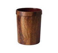 Elegant Vintage Trash Can with Pressure Ring Design Classic Imitation Solid Wood Wastebasket for Use