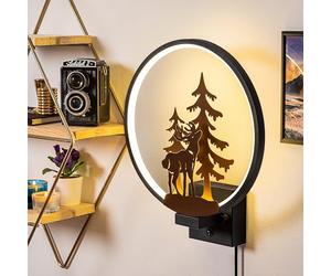 Elegant Wall Lamp, Black & Copper, 30 x 36 x 10 cm, 100% metallo, IP 44, Max 12 W, 200 cm Cable, On/Off Switch | Perfect for Glam & Nature-Inspired Decor