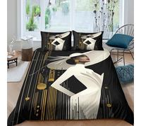 Elegant womanSet Di Copripiumino microfibra 3 Pezzi stampa 3D con cerniera Art deco fashion illust copripiumino con federa traspirante ultra morbido e traspirante for bambini King（220x240cm）