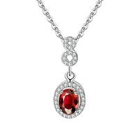 Elegant Women Necklace Blue Cubic Zirconia Simple Circle Shape,Colour:Rose Gold Plated Purple Zirconia (Color : White Gold Plated Red Zirconia)