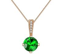 Elegant Women Necklace Colorful Zircoina Simple Style Fashion,Colour:Rose Gold Plated Red Zirconia (Color : Rose Gold Plated Green Zirconia)