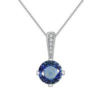 Elegant Women Necklace Colorful Zircoina Simple Style Fashion,Colour:Rose Gold Plated Red Zirconia (Color : White Gold Plated Blue Zirconia)