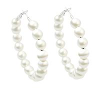 Elegant Women's Artificial Pearl Large Hoop Earrings Elegant Earrings Large Hoop Earrings Orecchini pendenti fatti a mano, Taglia unica, lega di zinco, Nessuna pietra preziosa