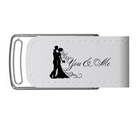 Elegantdisk, chiavetta USB, con motivo di coppia di sposi e frase in lingua inglese "You & Me", disponibile da 8 GB, 16 GB, 32 GB e 64 GB