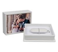 Elegantdisk Scatola porta USB personalizzabile, chiavetta USB regalo per matrimonio e altre occasioni speciali, scatola dei ricordi con finestra e supporto in gomma per flash drive. (bianco)