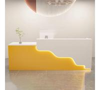 Elegante 1,2 m Salone Reception Desk con Storage Moderno Front Office Bancone per Saloni di Bellezza & Negozi di Abbigliamento Elegante Bianco & Giallo Finitura