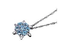 Elegante 1PC di cristallo strass fiocco di neve ciondolo festa di natale collana chic collane e pendenti Collana per Gli Uomini (Blue, One Size)