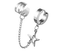 Elegante 316L Acciaio Inox Stella Ear Cuff Gioielli Clip Sicuro Leggero Set Per Le Donne Cinque Punto Stella Orecchini, Misura unica, come descritto, come descritto