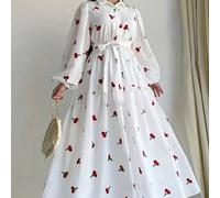 Elegante abito a maniche lunghe con stampa, adatto per primavera e autunno, da donna, in poliestere, non elasticizzato, lavabile in lavatrice - adatto per tutte le stagioni, casual L,M,S,XL,XSFrutta &