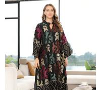 Elegante abito abaya ricamato e decorato con perline, scollo a V, design di lusso, adatto per la Festa Nazionale Saudita, ultima collezione 2025 nero vacanza primavera L,M,XL,XXLStampa CasualeTessuto 