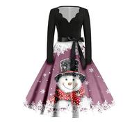 Elegante abito casual con motivo floreale ed elegante design del colletto per il comfort quotidiano e versatile da indossare giorno in notte, Viola chiaro, M