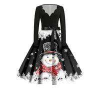 Elegante abito casual con motivo floreale ed elegante design del colletto per il comfort quotidiano e versatile da indossare giorno in notte, Nero , XXL