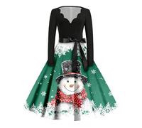 Elegante abito casual con motivo floreale ed elegante design del colletto per il comfort quotidiano e versatile da indossare giorno in notte, verde, S