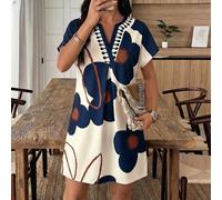 Elegante abito casual con scollo a V e stampa floreale, adatto per uscite casual quotidiane, appuntamenti al caffè, gite del fine settimana, passeggiate al parco, vacanze al mare, caffè, riunioni con 