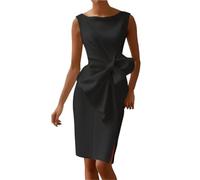 Elegante Abito con Fiocco Solido for Donna Senza Maniche o Collo Slim Pacchetto Abiti alla Moda Festa Serale Formale da per Feste Cocktail Nozze(Black,3XL)