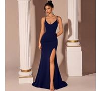 Elegante abito con scollo a V in vita alta, schiena scoperta e incrocio con laccio, adatto per ballo, festa, laurea, compleanno, appuntamento, ritorno a casa, invitato a matrimonio, cena formale L,M,S