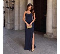 Elegante abito da damigella: abito in raso senza spalline aderente con top che stringe la vita e vita drappeggiata - abito da sera formale minimalista per matrimonio autunnale L,M,S,XL,XS,XXSTessuto