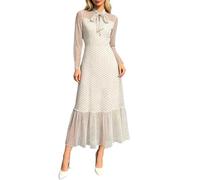 Elegante Abito da Donna a Pois a Maniche Lunghe, Aderente e con Scollo roto | Modelli Abiti Da Cerimonia Sirena Rosa Bianchi Zucchero Taglio Satinato Bridal Sogno Sangallo Sempre Tasche